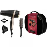 Фен Remington Salon Smooth D6940GP, 2100Вт, 2 скорости, 3 режима, 2 насадки, 0.560 кг, Black-Gold