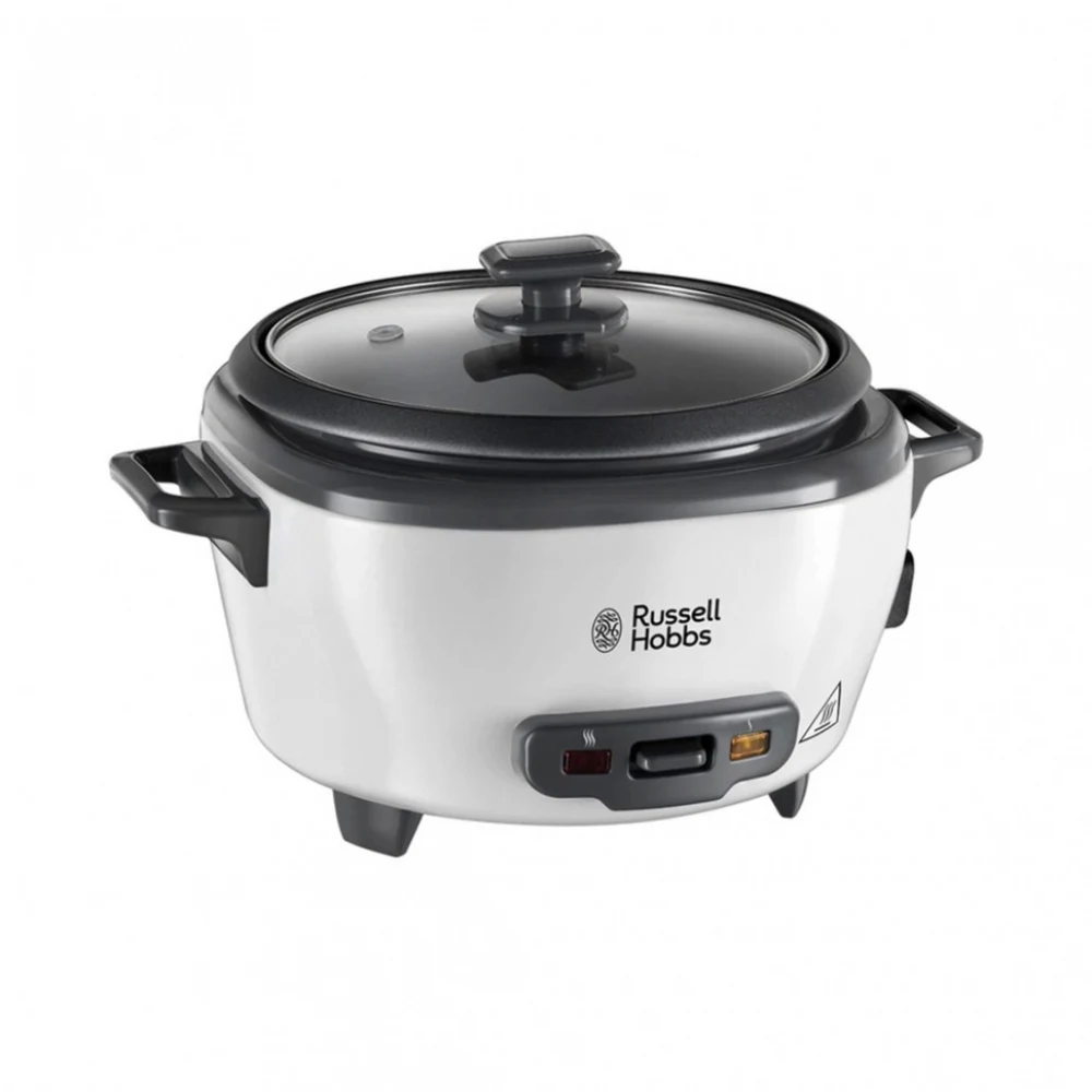 Рисоварка, Russell Hobbs, 27030-56, Мощность 300Вт, Объём 1.4л, Кнопочное управление, 1 программа, Антипригарное покрытие, Индикатор готовности, Мерная чашка, Белая