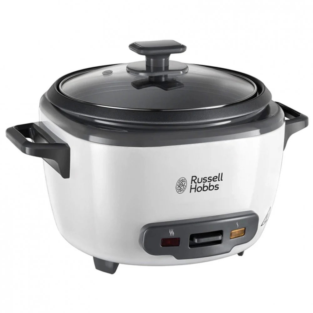 Рисоварка, Russell Hobbs, 27040-56, Мощность 500W, Общий объём 3.3L, 1 автоматическая программа, Антипригарное покрытие чаши, Кнопочный тип управления, Белый