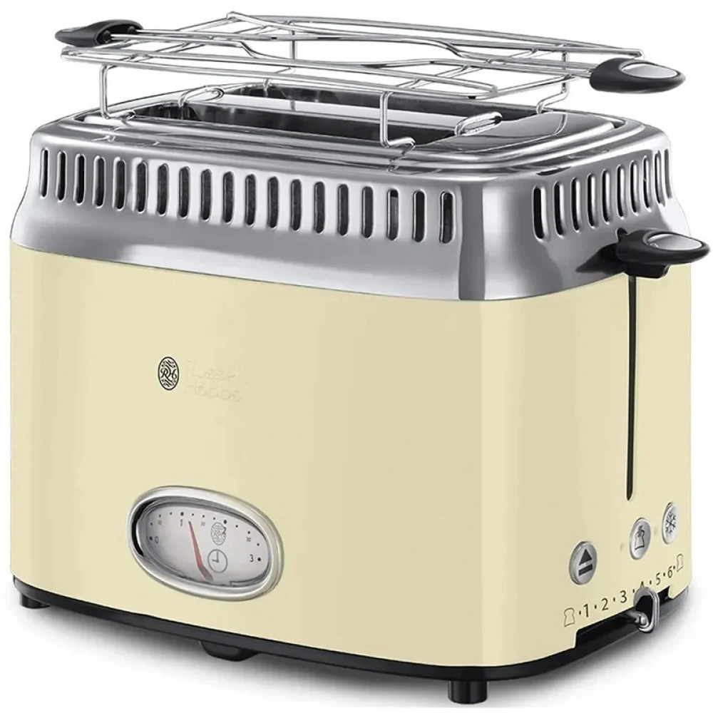 Тостер, Russell Hobbs, 21682-56, Мощность 1100Вт, 6 режимов обжаривания, 2 отделения, Таймер, Функция "Размораживание", Функция "Отмена", Функция «Пауза» во время приготовления, Кремовый