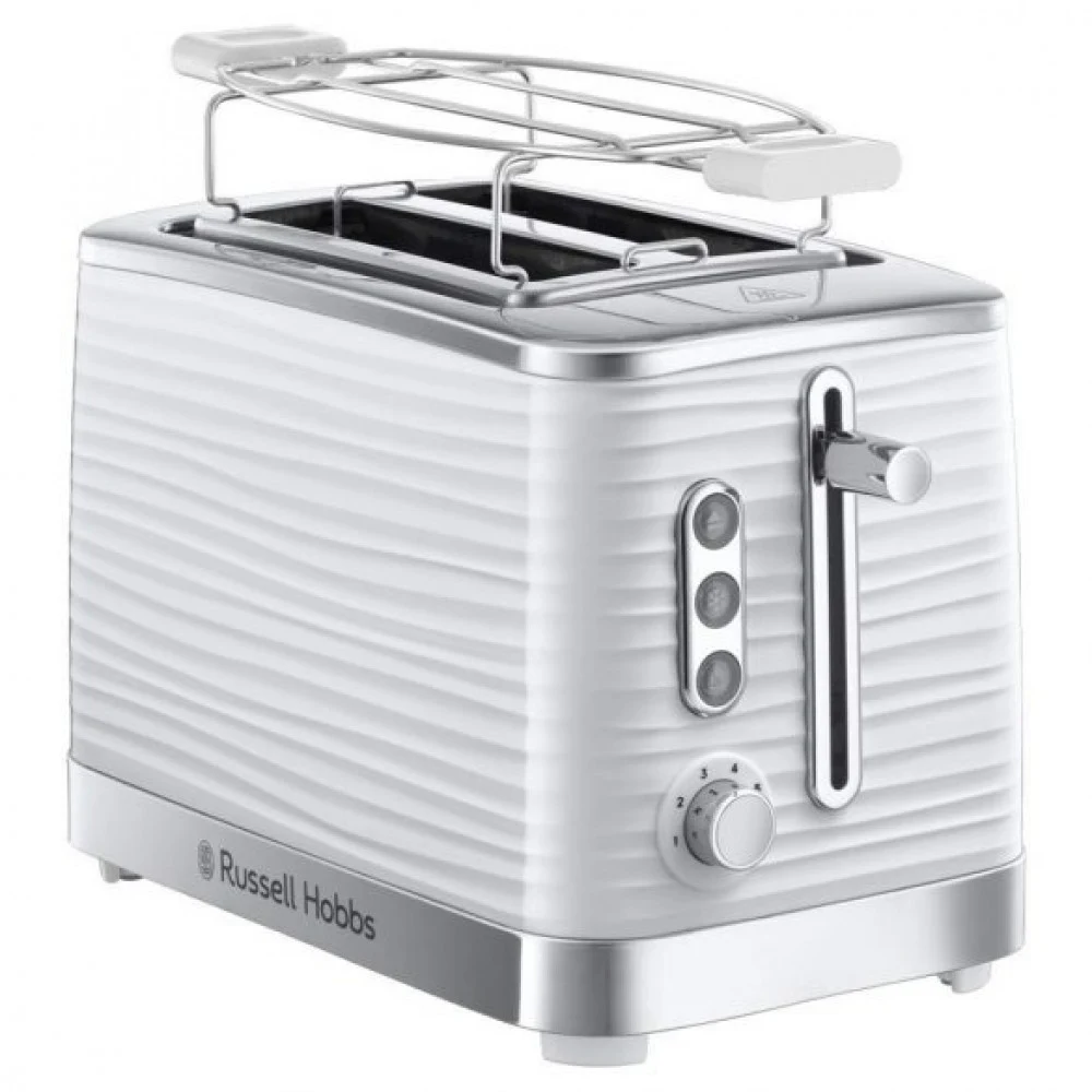 Тостер, Russell Hobbs, 24370-56,Количество режимов обжаривания 6 ,Кол-во отделений 2, Цвет ,Белый ,Материал корпуса ,Пластик ,Функции тостера ,Подогрев ,Размораживание ,Особенности конструкции ,Подс