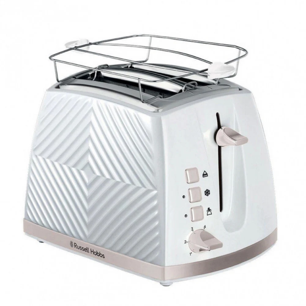 Тостер, Russell Hobbs, 26391-56, Мощность 850Вт, 2 отделения, 6 режимов, Функция "Размораживание", Функция "Отмена", Функция «Пауза» во время приготовления, Пластик, Белый