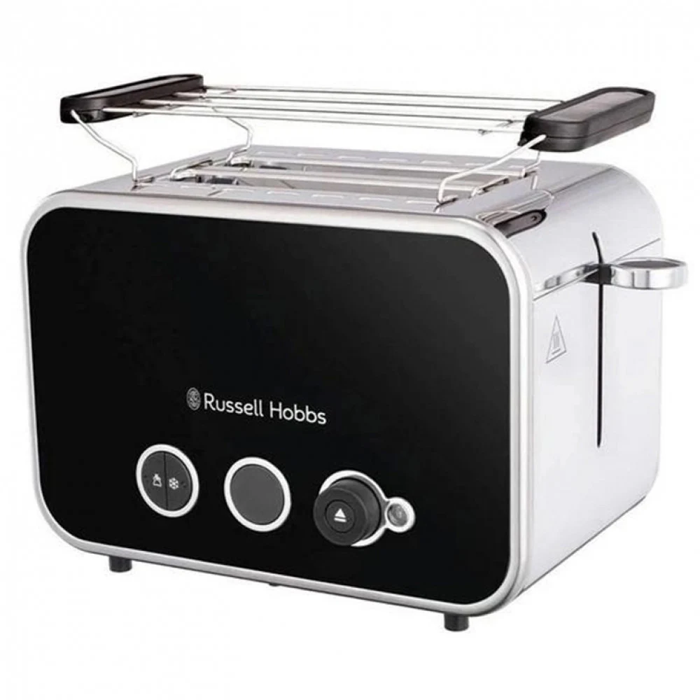 Тостер, Russell Hobbs, 26430-56, Мощность 1670W, 2 отделения, 6 режимов обжаривания, Нержавеющая сталь, Подогрев, Размораживание, «Пауза» во время приготовления, Подъем маленьких тостов, Черный