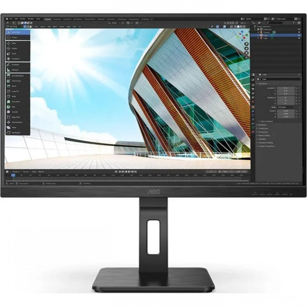 Монитор 27" AOC Q27P2Q 2560x1440, LED, 16:9, IPS, 300cd, 1000:1, 50M:1, 4ms, 178/178, D-Sub, HDMI, DP, 4*USB3.2, 75Hz, Speakers, Tilt, Height, Swivel, Pivot, Internal, VESA, Black, 3y