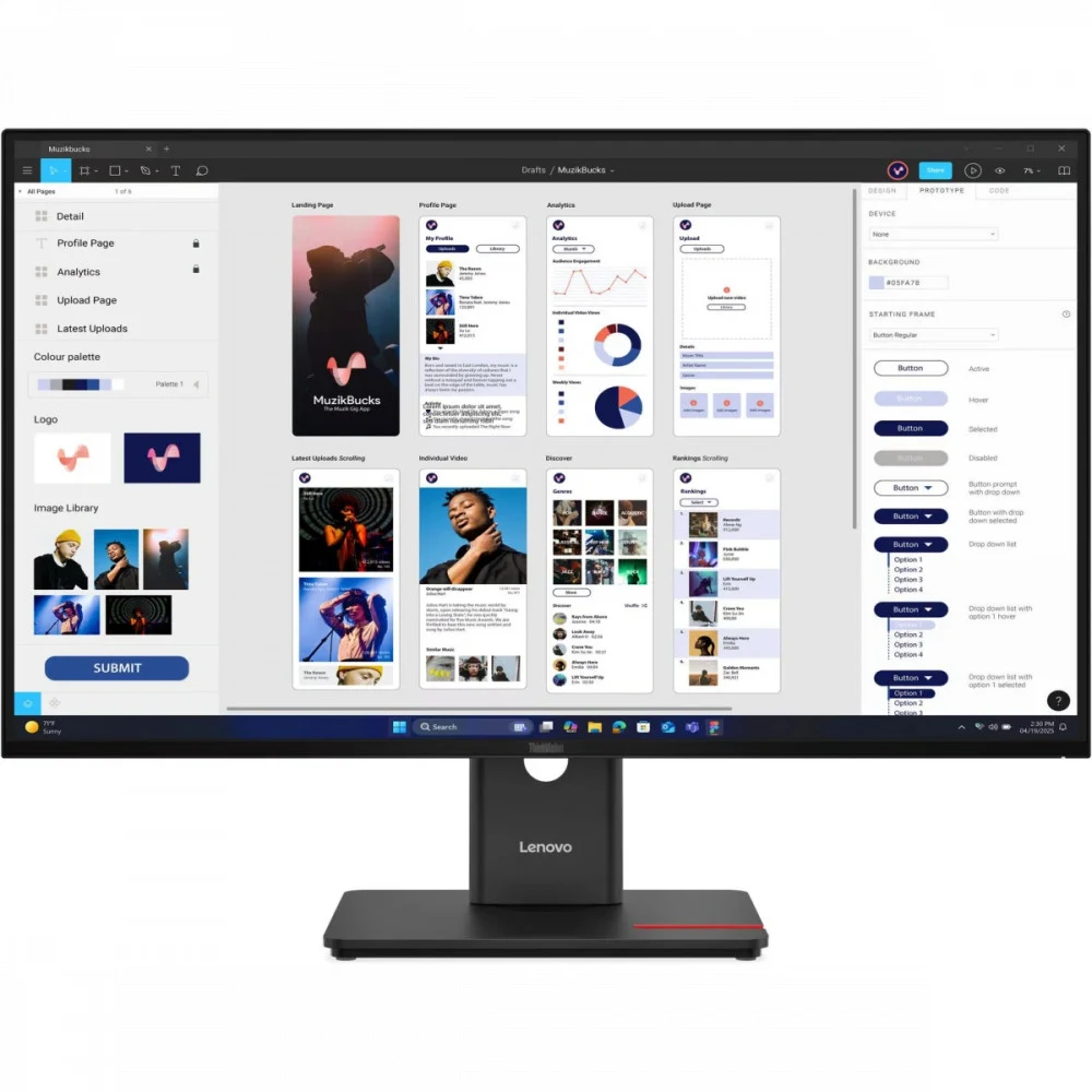 Монитор Lenovo 31.5" T32UD-40, 16:9, IPS, UHD, 4ms, 350cd, 60Hz, HDMI, DP, USB, USB-C, LAN, HAS