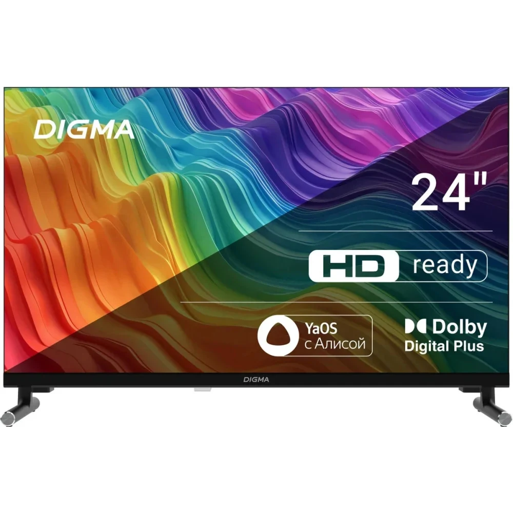 Телевизор LED/ Телевизор LED Digma 24" DM-LED24SBB32 Яндекс.ТВ Frameless Metal черный/черный HD 60Hz DVB-T DVB-T2 DVB-C DVB-S DVB-S2 USB WiFi Smart TV