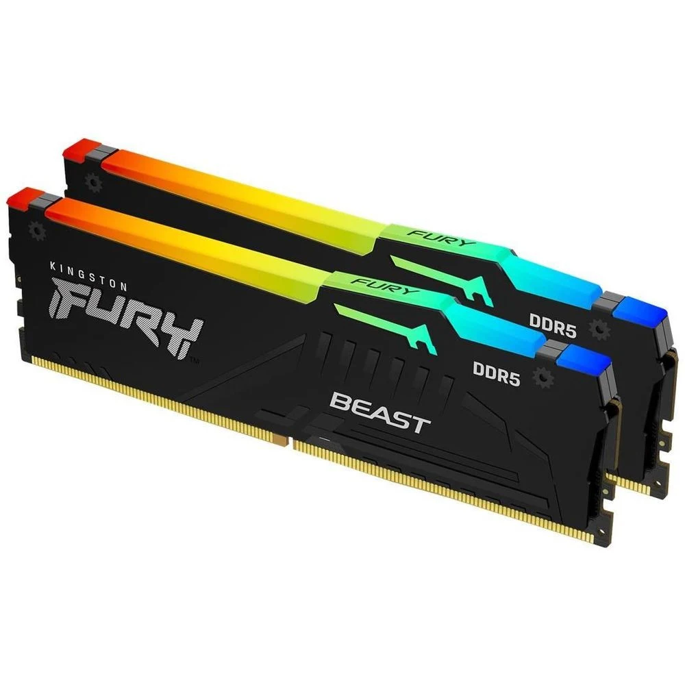 Память DDR5 2x16Gb 5600MHz Kingston KF556C40BBAK2-32 Fury Beast Black RGB RTL Gaming PC5-44800 CL40 DIMM 288-pin 1.25В single rank с радиатором Ret