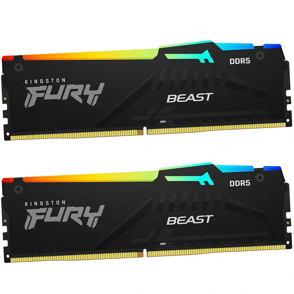 DDR 5 DIMM 64Gb PC48000, 6000Mhz, Kingston FURY Beast Black RGB CL30 (Kit of 2) (KF560C30BBEAK2-64)