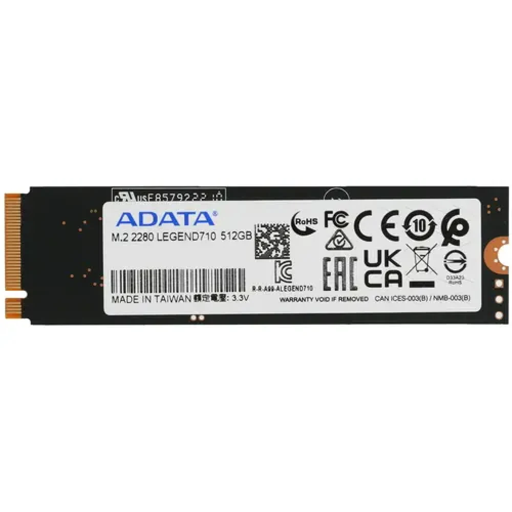 Твердотельный накопитель/ ADATA SSD LEGEND 710, 256GB, M.2(22x80mm), NVMe 1.4, PCIe 3.0 x4, 3D NAND, R/W 2100/1000MB/s, IOPs 90 000/130 000, TBW 65, DWPD 0.23, with Heat Sink (3 года)