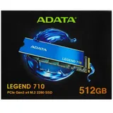 ADATA SSD LEGEND 710, 256GB, M.2(22x80mm), NVMe 1.4, PCIe 3.0 x4, 3D NAND, R/W 2100/1000MB/s, IOPs 90 000/130 000, TBW 65, DWPD 0.23, with t Heat Sink (3 года)