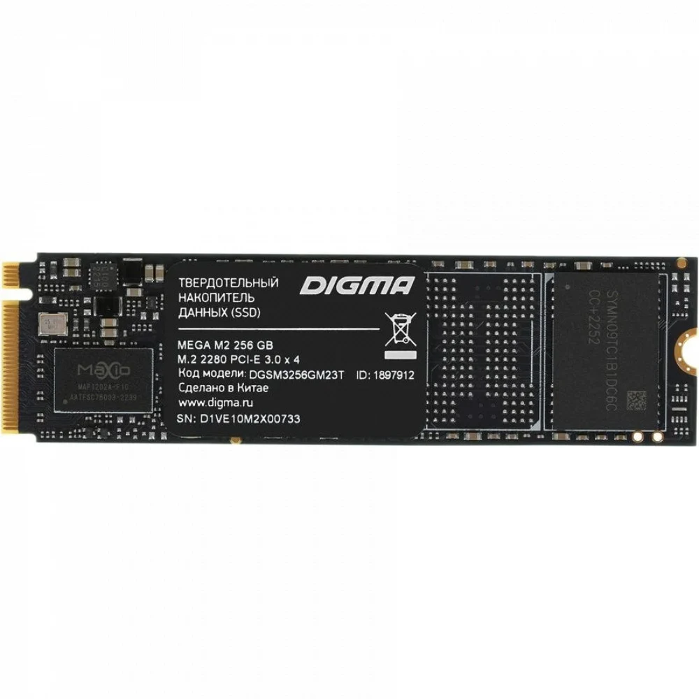 Твердотельный накопитель Digma PCIe 3.0 x4 256GB DGSM3256GM23T Mega M2 M.2 2280 [DGSM3256GM23T]