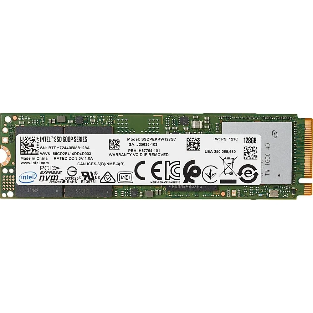 Твердотельный накопитель Intel 128GB 600p M.2 2280 PCIe 3.0 x4 32G TLC [SSDPEKKW128G7X1]