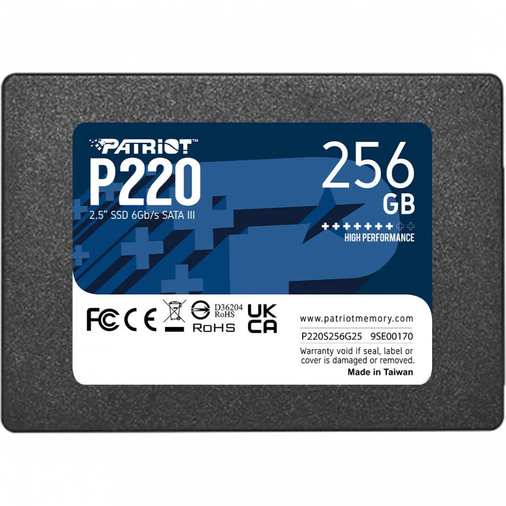 Твердотельный накопитель SSD 2.5" Patriot 256GB P220 <P220S256G25> (SATA3, up to 550/490Mbs, 120TBW, 7mm)