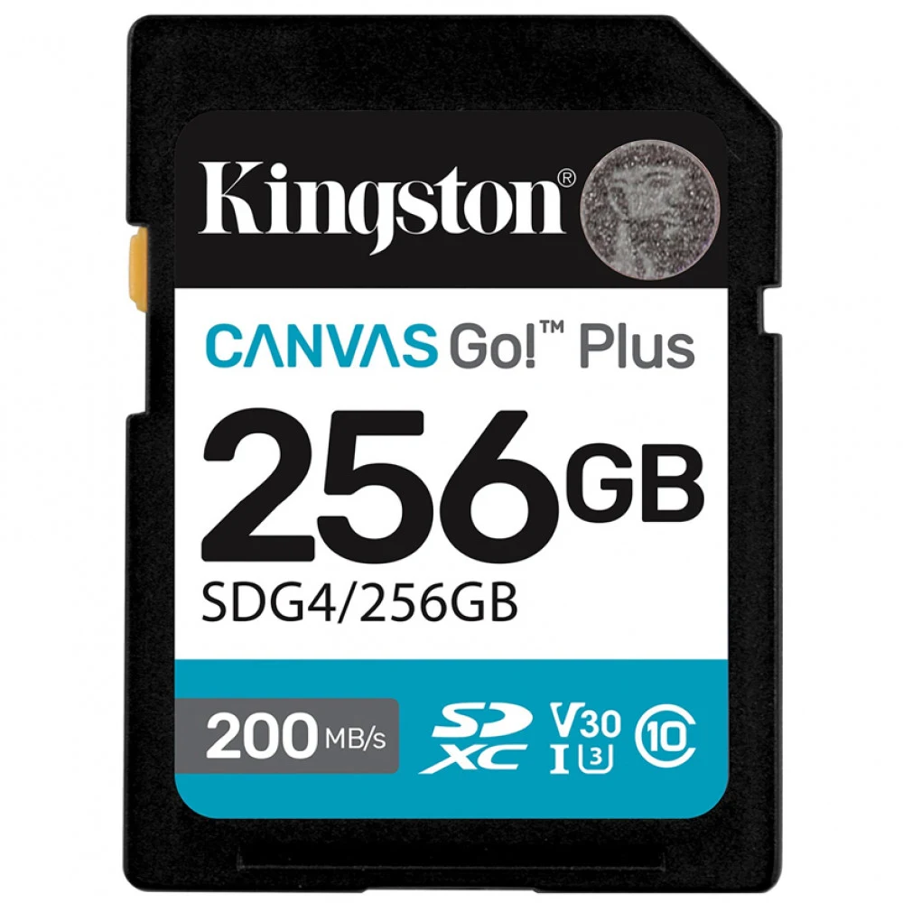 Карта памяти SD, Kingston Canvas Go! Plus, 256GB, SDG4/256GB, Class 10, UHS-I, R200/W160 SDG4/256GB