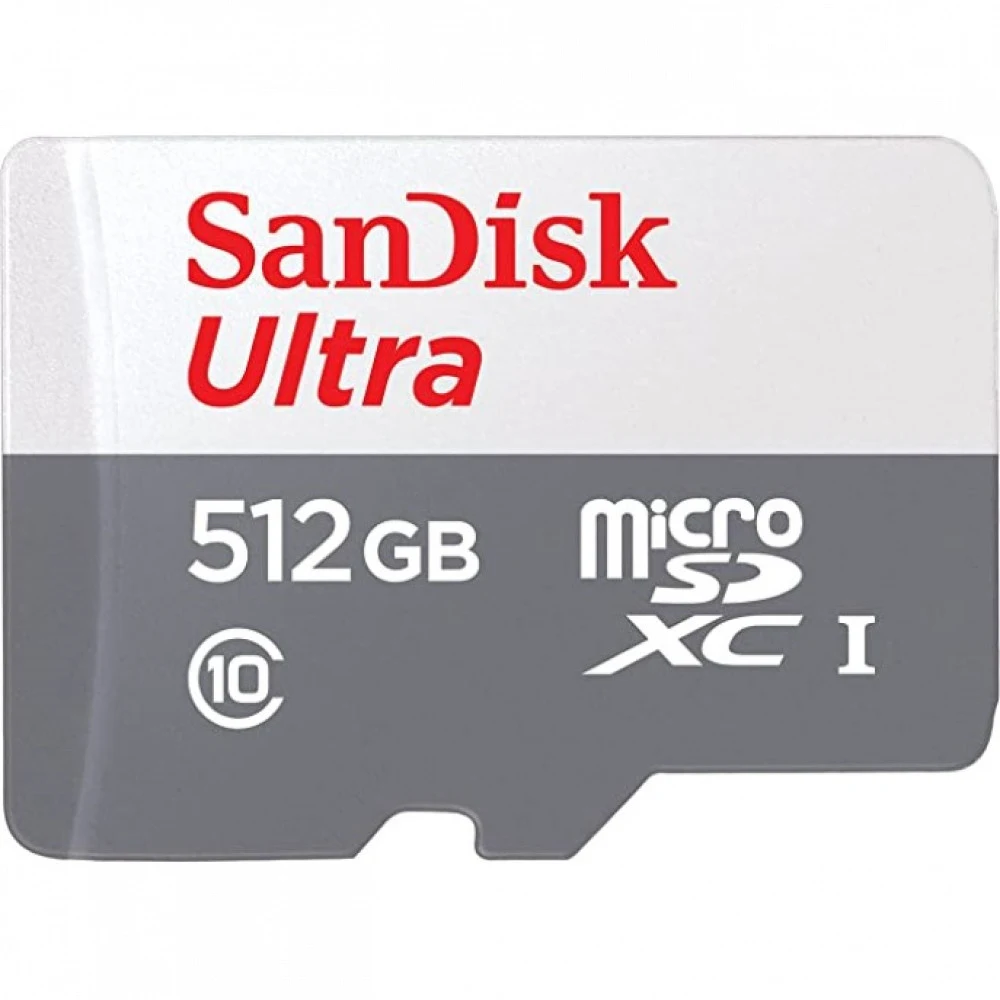 Флеш карта microSDXC 512GB SanDisk Ultra Class 10, UHS-I, R 150 МБ/с, <SDSQUAC-512G-GN6MN> адаптер на SD