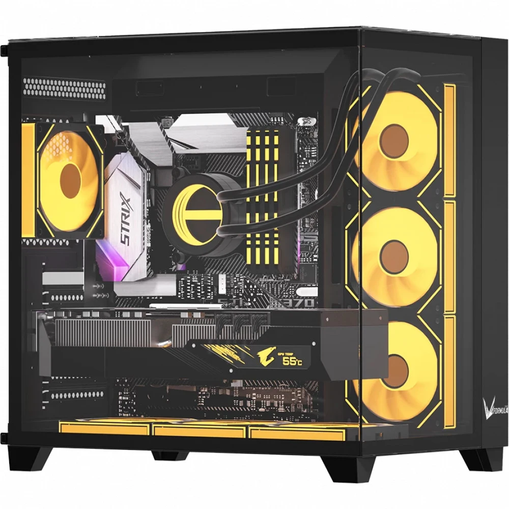 Компьютерный корпус, Formula V, Crystal Z9 Floe Black, ATX/micro ATX, USB Type C/2*3.0, HD-Audio, Кулер 7*120мм Floe ARPW, Высота процессорного кулера до 165мм, Длина VGA до 410мм, 2*3.5"/1*2.5", То