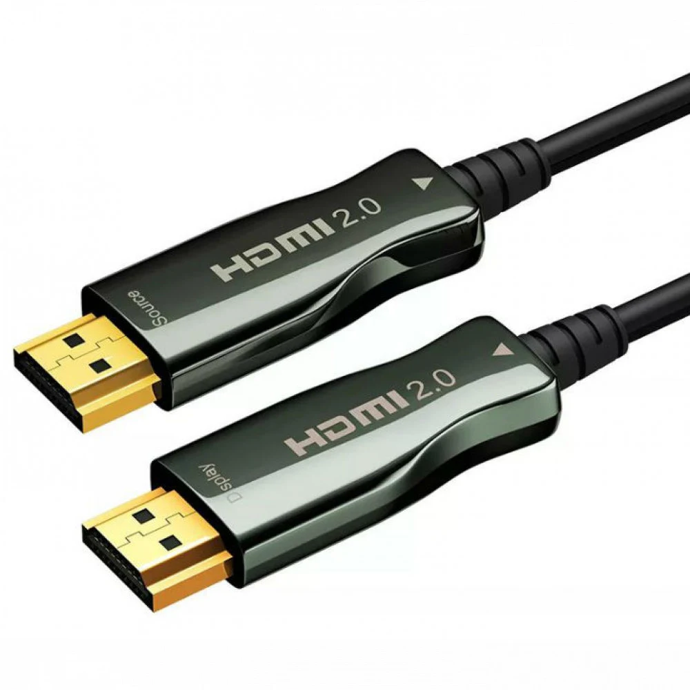 AOC-HM-HM-100M - Кабель HDMI Wize AOC-HM-HM-100M оптический,100 м, 4K/60HZ 4:4:4, v.2.0, ARC, 19M/19M, HDCP 2.2, Ethernet, черный, коробка