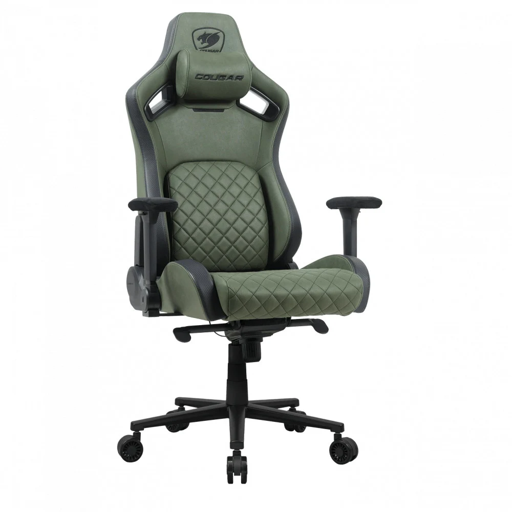 Игровое компьютерное кресло, Cougar, Defensor S Army Green F, Искусственная кожа PU AIR, (Ш)57*(Г)53*(В)129,5 (137) см, Зеленый