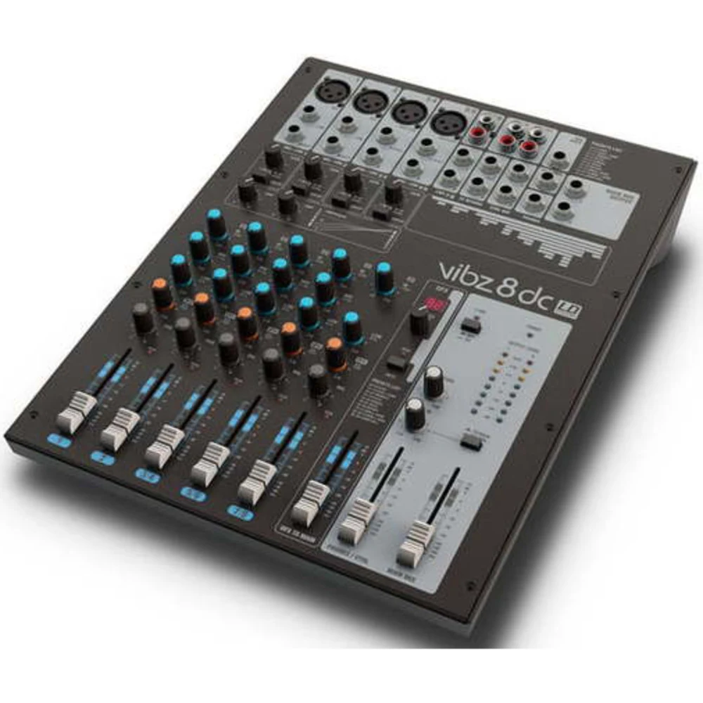 LD SYSTEMS Микшер LDVIBZ8DC, Микшерный пульт на 8 каналов. Четыре симметричных микрофонных входа с высококачественными предусилителями + линейные входы, встроенный компрессор и 100 цифровых эффектов