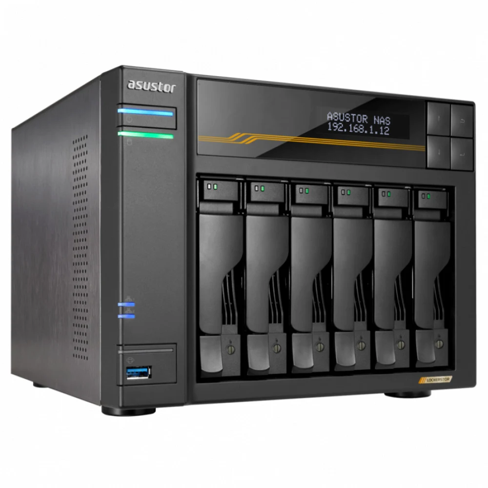 сетевое хранилище ASUSTOR AS6806T 6-Bay NAS/AMD Ryzen V3C14 2,3GHz/16GB DDR5, noHDD(HDD,SSD)/2x5,2х10,Gbe(LAN)/3xUSB3.2,Type-C 90IX01T6-BW3S00