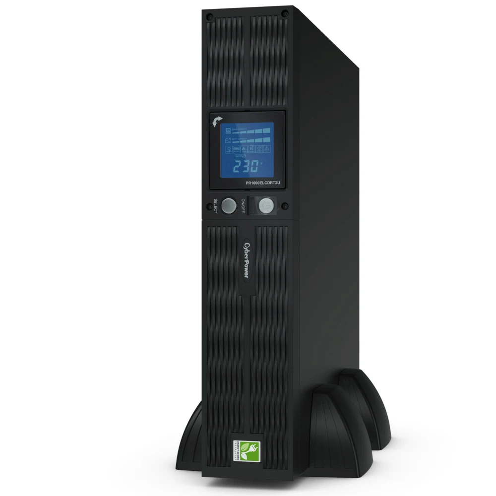 ИБП CyberPower PR1500ELCDRT2U, линейно-интерактивный, 1-фазное входное напряжение, выходная мощность 1500ВА/1350Вт, 6 мин работы при полной нагрузке, 18 мин работы при половинной нагрузке, выходных