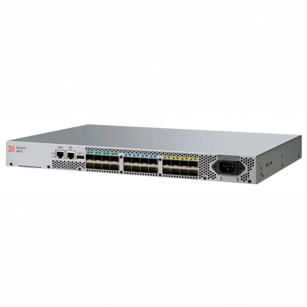 Коммутатор Brocade G610 24-port FC Switch, 24-port licensed, incl 24x 32Gb SWL SFP+, Enterprise SW Bundle (ISL Trunking, Fabric Vision, Extended Fabric), FOS NOTupgradable, 1 PS, Rail Kit, 1Y Warran