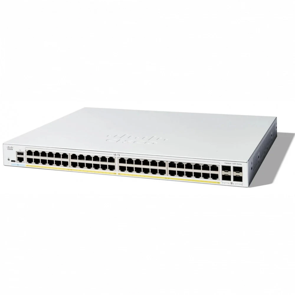 Коммутатор CISCO Catalyst 1200 48x10/100/1000 RJ-45 PoE+, 4x10G SFP+ uplinks, PoE+ 375W, Rack Mounting kit, C1200-48P-4X