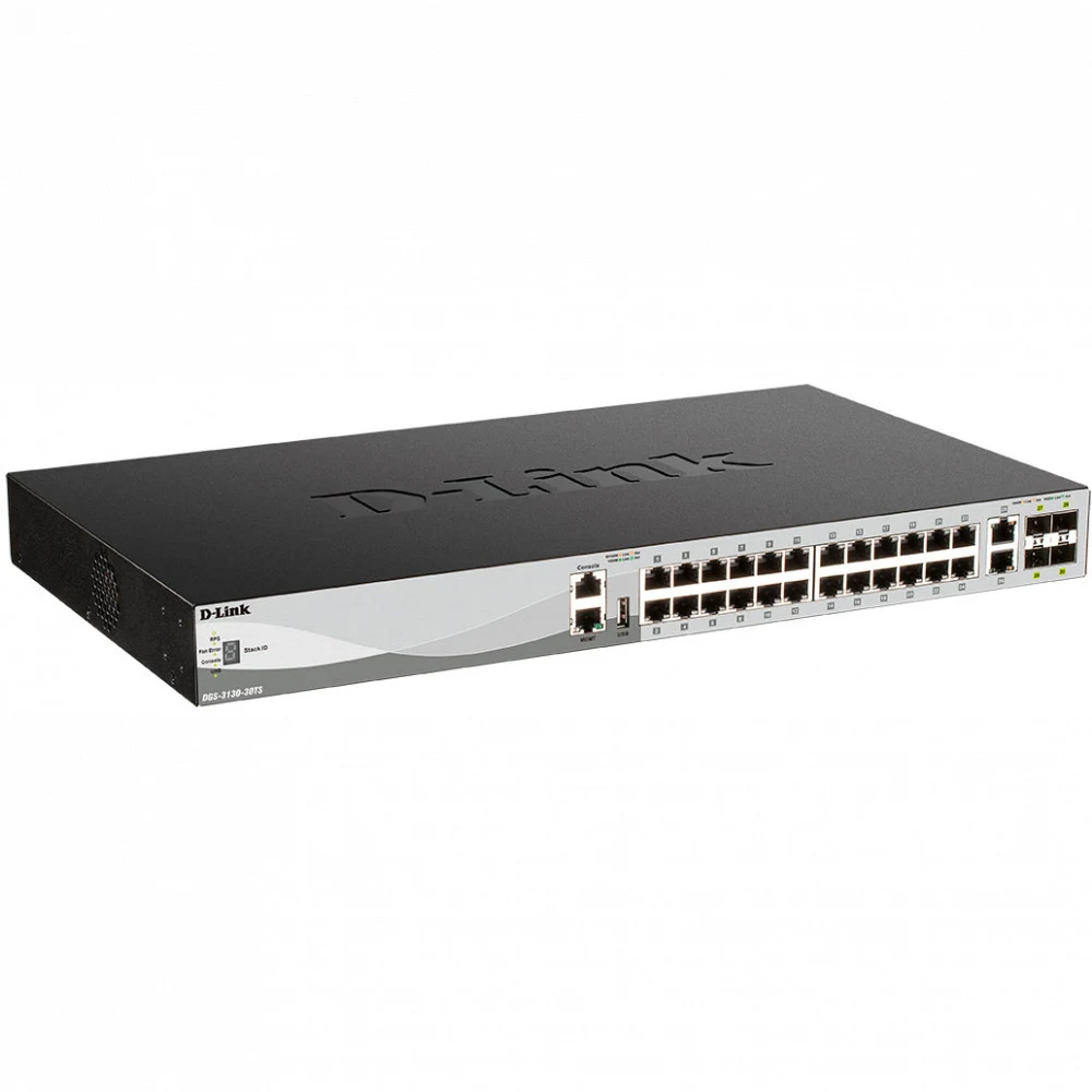 Коммутатор D-Link PROJ Управляемый L3 стекируемый коммутатор, 24x1000Base-T, 2x10GBase-T, 4x10GBase-X SFP+, защита от статического электричества до 6 кВ, CLI, порт управления 1000Base-T, консольный