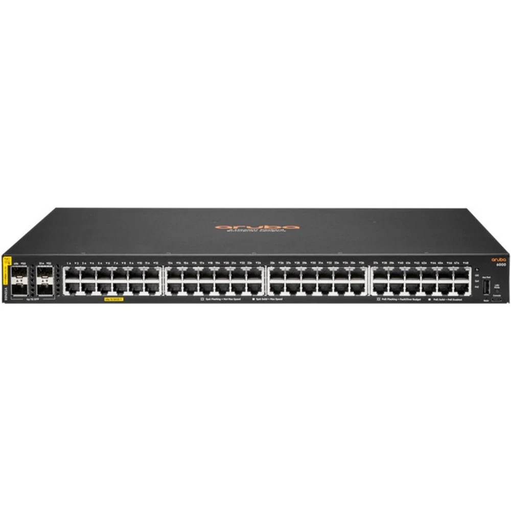Коммутатор HPE Aruba Networking CX 6000 48G Class4 PoE 4SFP 370W Switch 48x ports 10/100/1000BASE-T Ports 4x 1G/1G SFP ports Supports PoE Standards IEEE 802.3af, 802.3at 1x USB-C Console Port 1x USB
