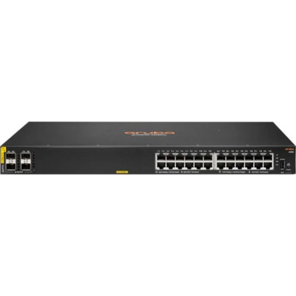 Коммутатор HPE Aruba Networking CX 6100 24G Class4 PoE 4SFP+ 370W Switch 24x ports 10/100/1000BASE-T Ports 4x 1G/10G SFP ports Supports PoE Standards IEEE 802.3af, 802.3at 1x USB-C Console Port 1x U