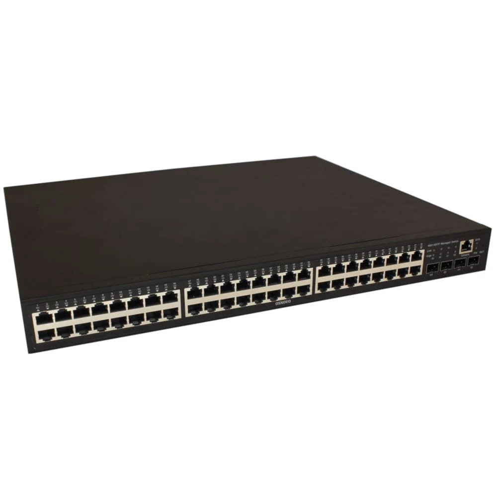 PoE Коммутатор OSNOVO SW-84804/L(800W) Управляемый L2+ PoE коммутатор Gigabit Ethernet на 48 RJ45 PoE + 4 x GE SFP порта. Порты: 4 x GE (10/100/1000Base-T) с PoE (до 90W, A+B) + 44 x GE (10/100/1000