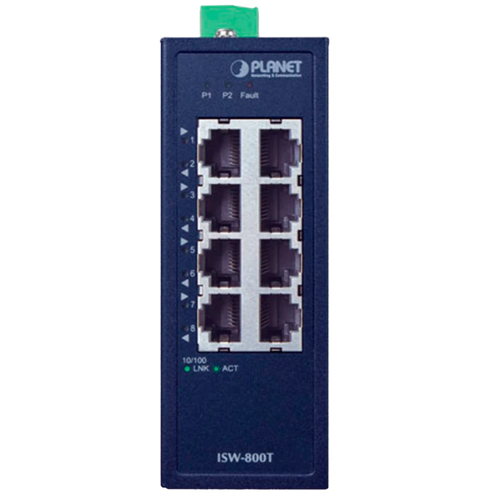 ISW-800T коммутатор для монтажа в DIN рейку/ IP30 Compact size 8-Port 10/100TX Fast Ethernet Switch (-40~75 degrees C)