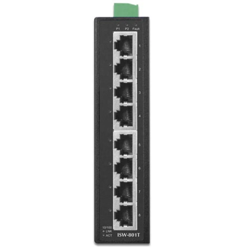 ISW-801T коммутатор для монтажа в DIN рейку/ IP30 Slim Type 8-Port Industrial Fast Ethernet Switch (-40 to 75 degree C)