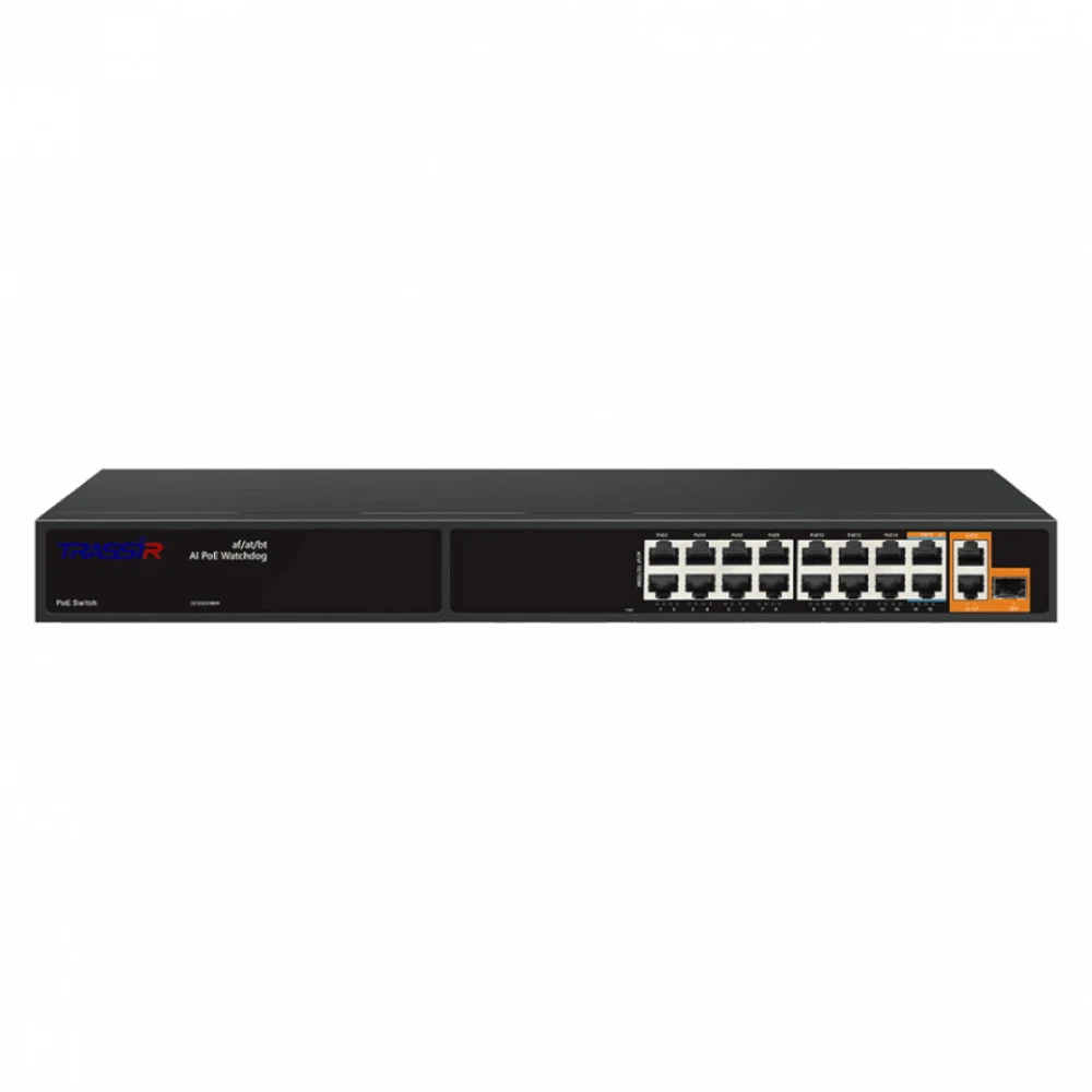 Коммутатор Trassir TR-NS11191S-285-16PoE (L2) 15x100Мбит/с 3x1Гбит/с 1SFP 16PoE 285W неуправляемый
