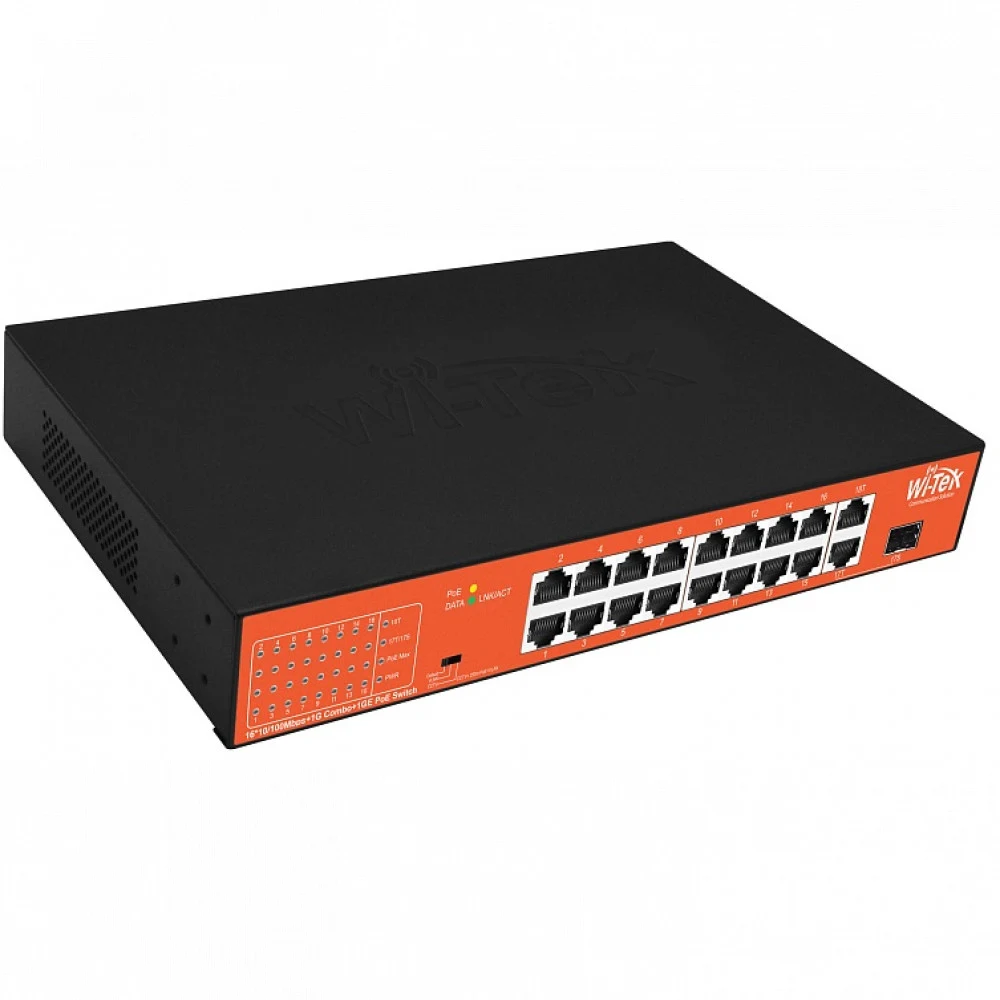 Wi-Tek WI-PS518GH Коммутатор 16-портовый неуправляемый PoE