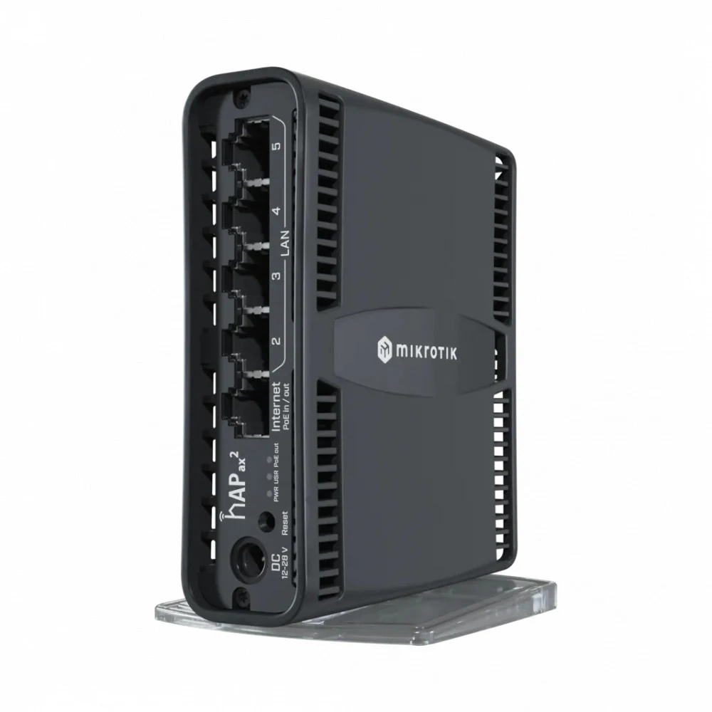 Маршрутизатор, MikroTik, C52iG-5HaxD2HaxD-TC, hAP ax2, 5 портов 10/100/1000M (Ether1 Passive PoE), Passive PoE in, 802.11b/g/n/ac/ax, AX1800, RouterOS (4), -40°C to 50°C, desktop/tower case