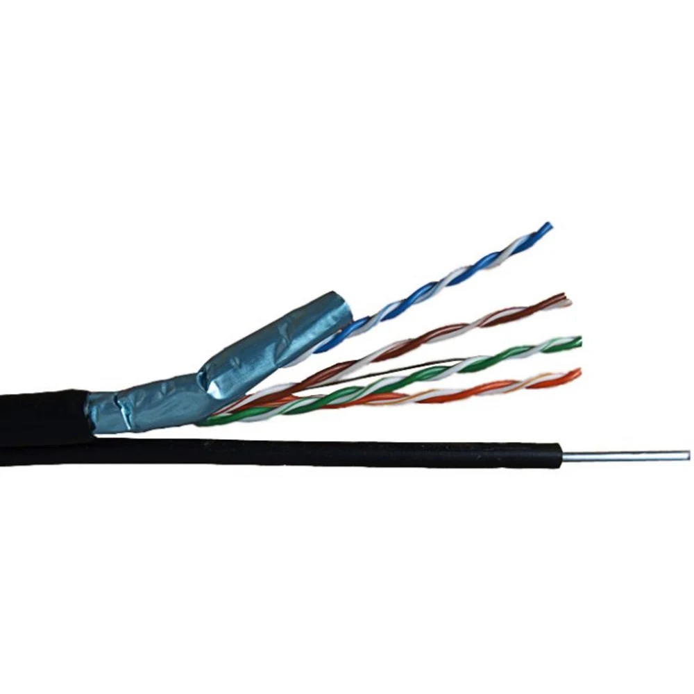 Кабель Кабель NEOMAX [NM20041] F/UTP cat.5e 4 пары (305 м) 0.52 мм (24 AWG) Медь, внешний, стальной трос 2.0мм, PE, черный Fluke Tested