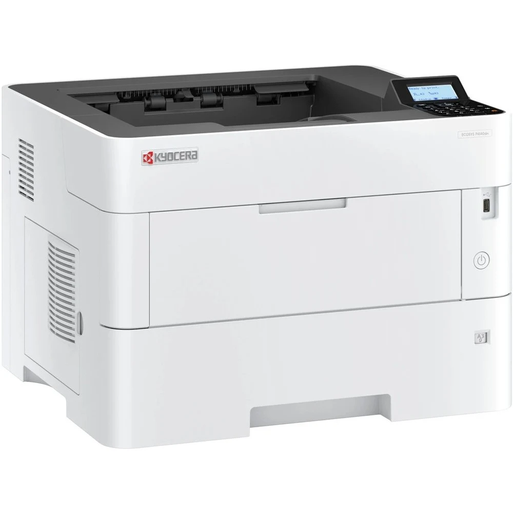 Принтер лазерный Kyocera ECOSYS P4140dn (A3), монохромный, 1200x1200 dpi, 40/22 ppm (A4/A3), 512 MB, 1.2 GHz, tray 100+500 sheets, USB+Ethernet, Duplex, LCD, drum 500k, starter toner 7.5k