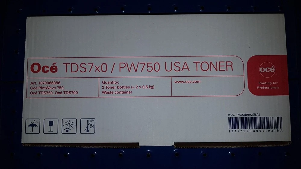 Запчасть для принтера Canon OCE TDS7x0 TONER KIT Производитель: Oce Устройство: Тонер Объем картриджа: 2 x 500 г Цвет: Черный Модель: Oce TDS700, TDS750, PlotWave 750