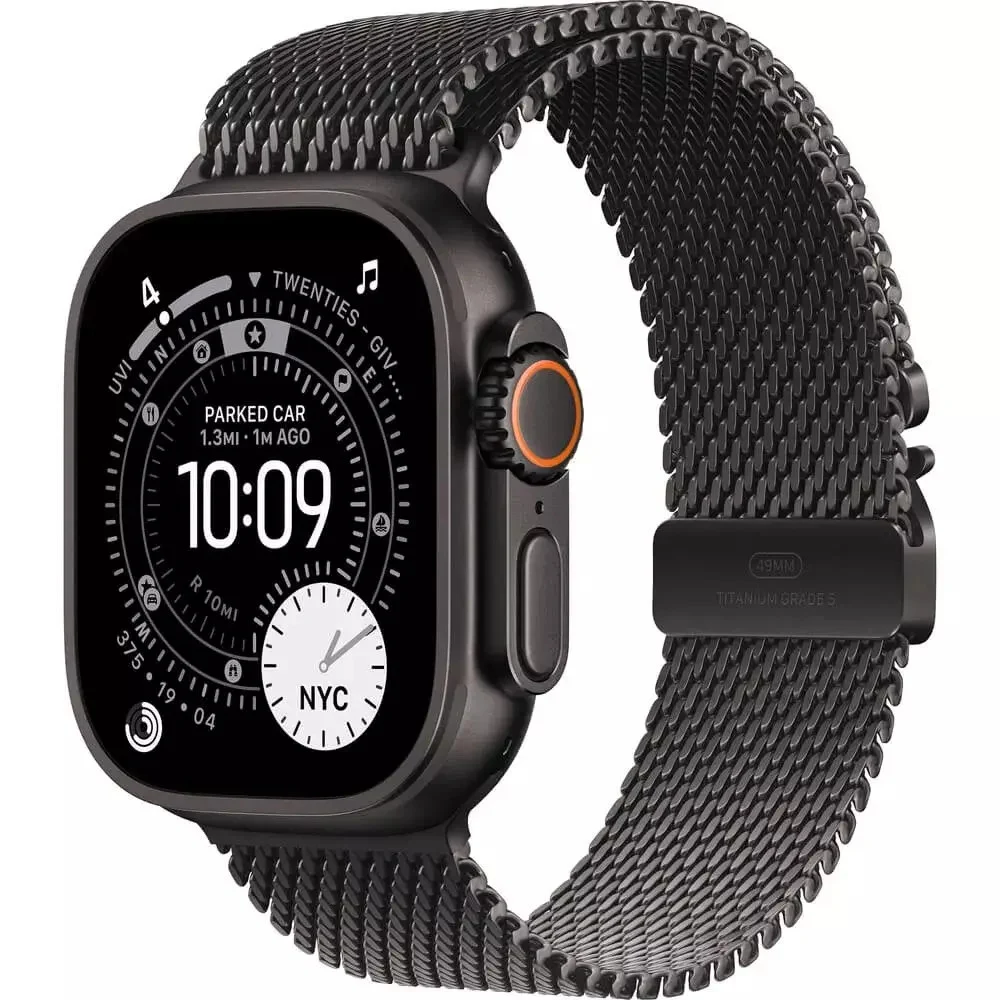 Apple Watch Ultra 3 GPS + Cellular 49mm Black Titanium Case with Black Titanium Milanese Loop - Small,Model A3281