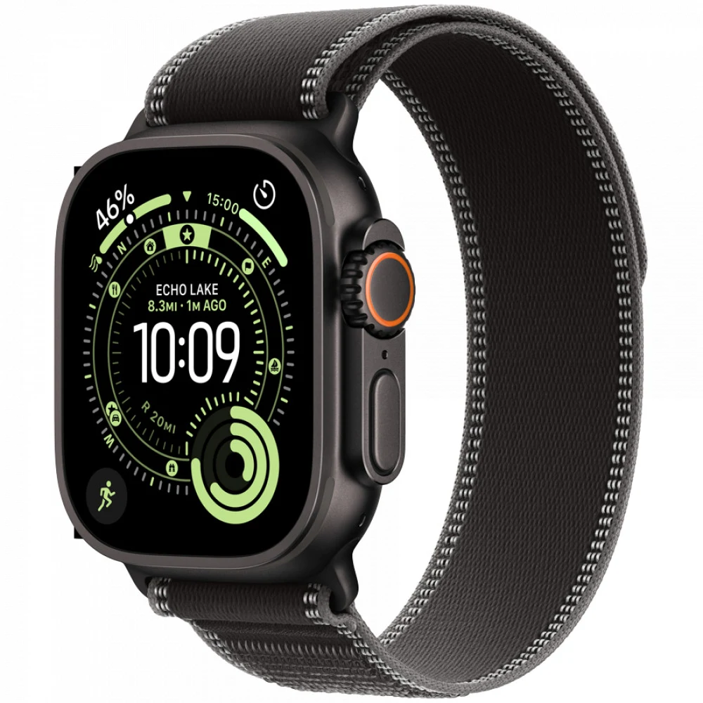 Apple Watch Ultra 3 GPS + Cellular 49mm Black Titanium Case with Black/Charcoal Trail Loop - S/M,Model A3281