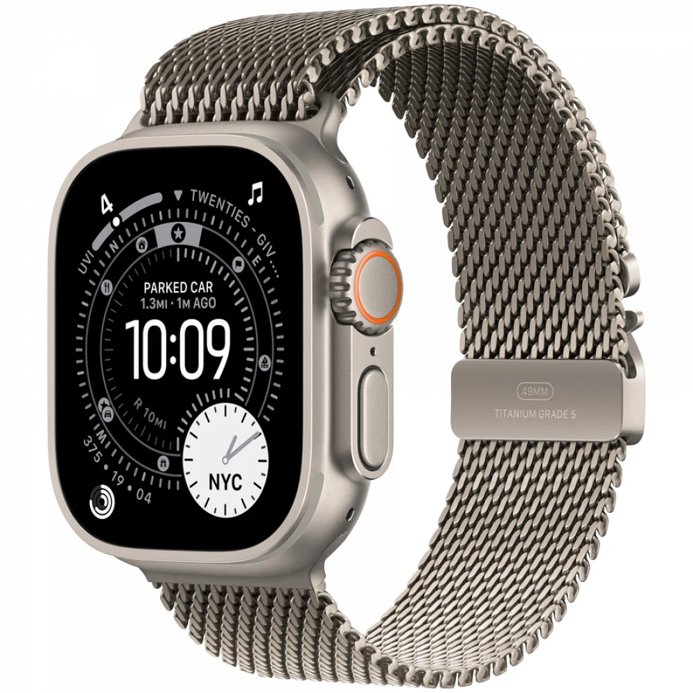 Apple Watch Ultra 3 GPS + Cellular 49mm Natural Titanium Case with Natural Titanium Milanese Loop - Medium,Model A3281