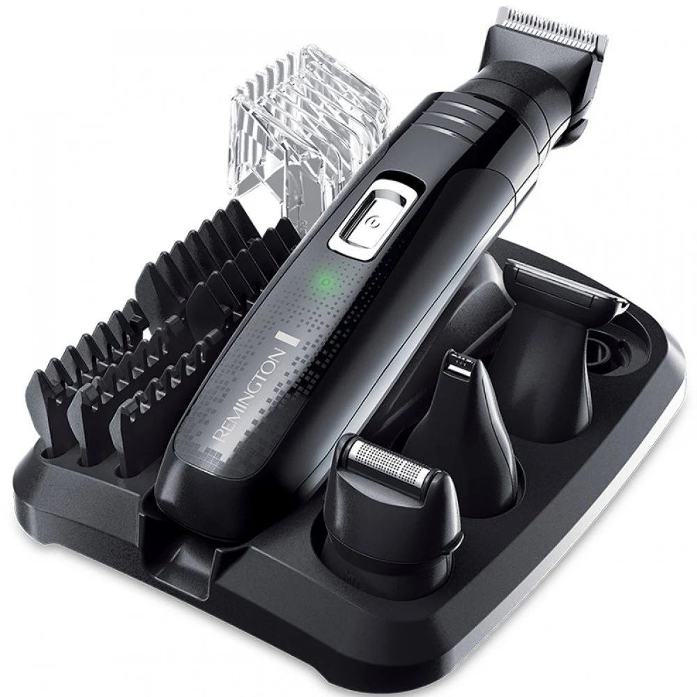 Машинка для стрижки, Remington, PG6130, 5 насадок, Материал лезвий нержавеющая сталь, Питание от аккумулятора, Черный