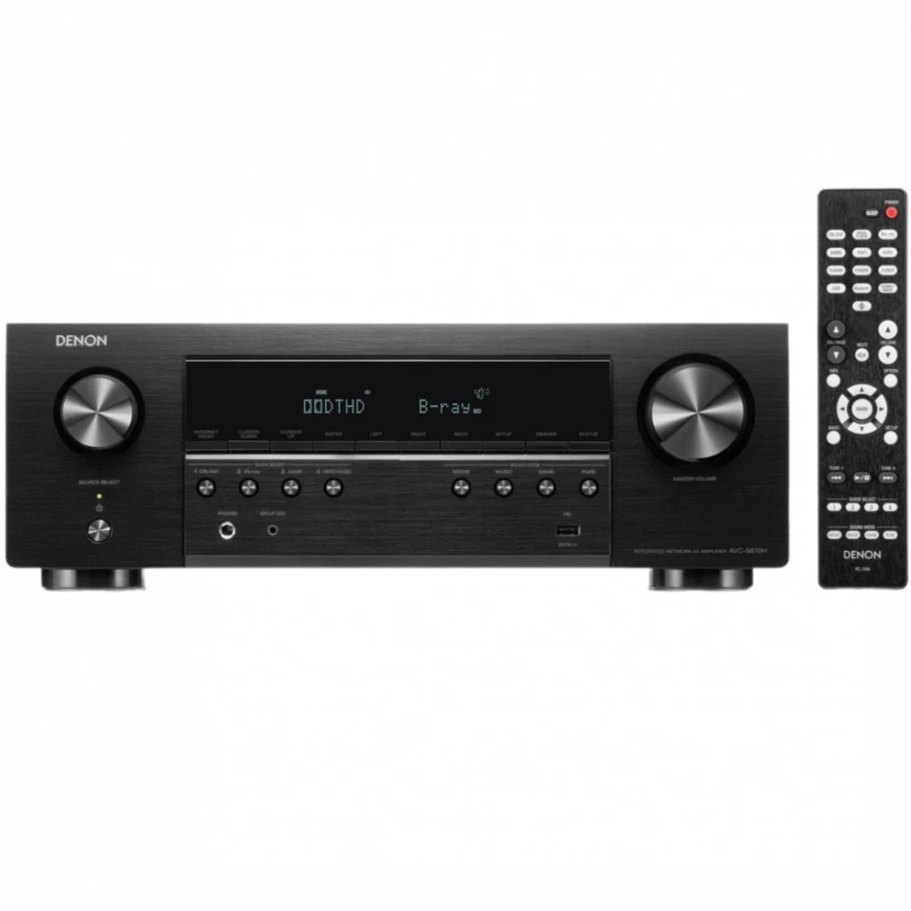 DENON AV-усилитель AVCS670H ЧЕРНЫЙ 8К AV Усилитель 5,2, сопротивление 6-8 Oм, на канал 75-150 Вт, Wi-Fi, AirPlay2, Bluetooth, DLNA, управление: Apple+Android, Spotify, Pandora, Amazon Music HD, FLAC