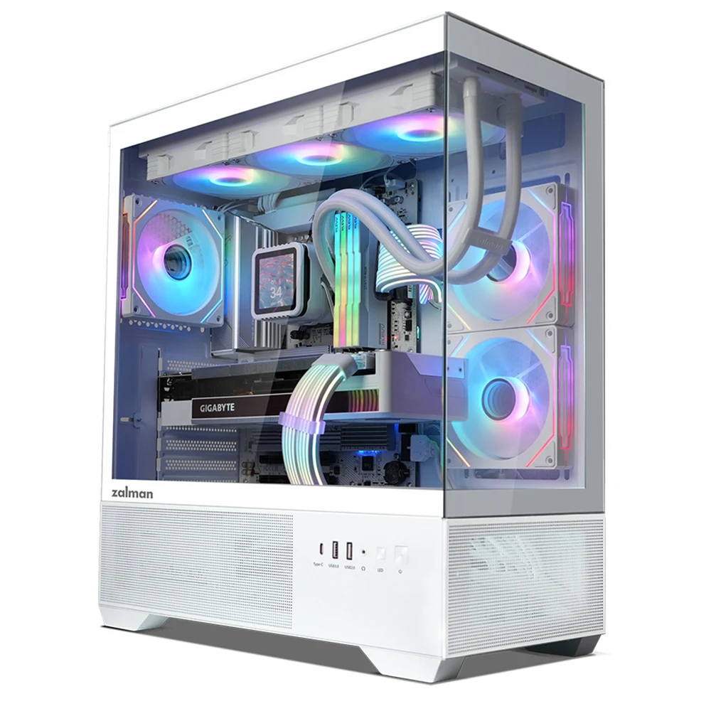 корпус ZALMAN CHRONIX V2, ATX, WHITE, WINDOW, 1xCombo (3.5’’ or 2.5’’), 1x3.5’’HDD, 2x2.5’’SSD, 1xUSB2.0, 1xUSB3.0, 1xUSB Type-C, SIDE 2x120mm ARGB, REAR 1x120mm ARGB