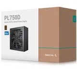 Блок питания, Deepcool, PL750D R-PL750D-FC0B-EU, 750W, ATX 3.0, Bronze, 20+4 pin, 4+4pin, 8*Sata, 2*Molex, 3*PCI-E 6+2 pin, 1*(16Pin)12VHPWR, Вентилятор 12 см, Кабель питания, Чёрный