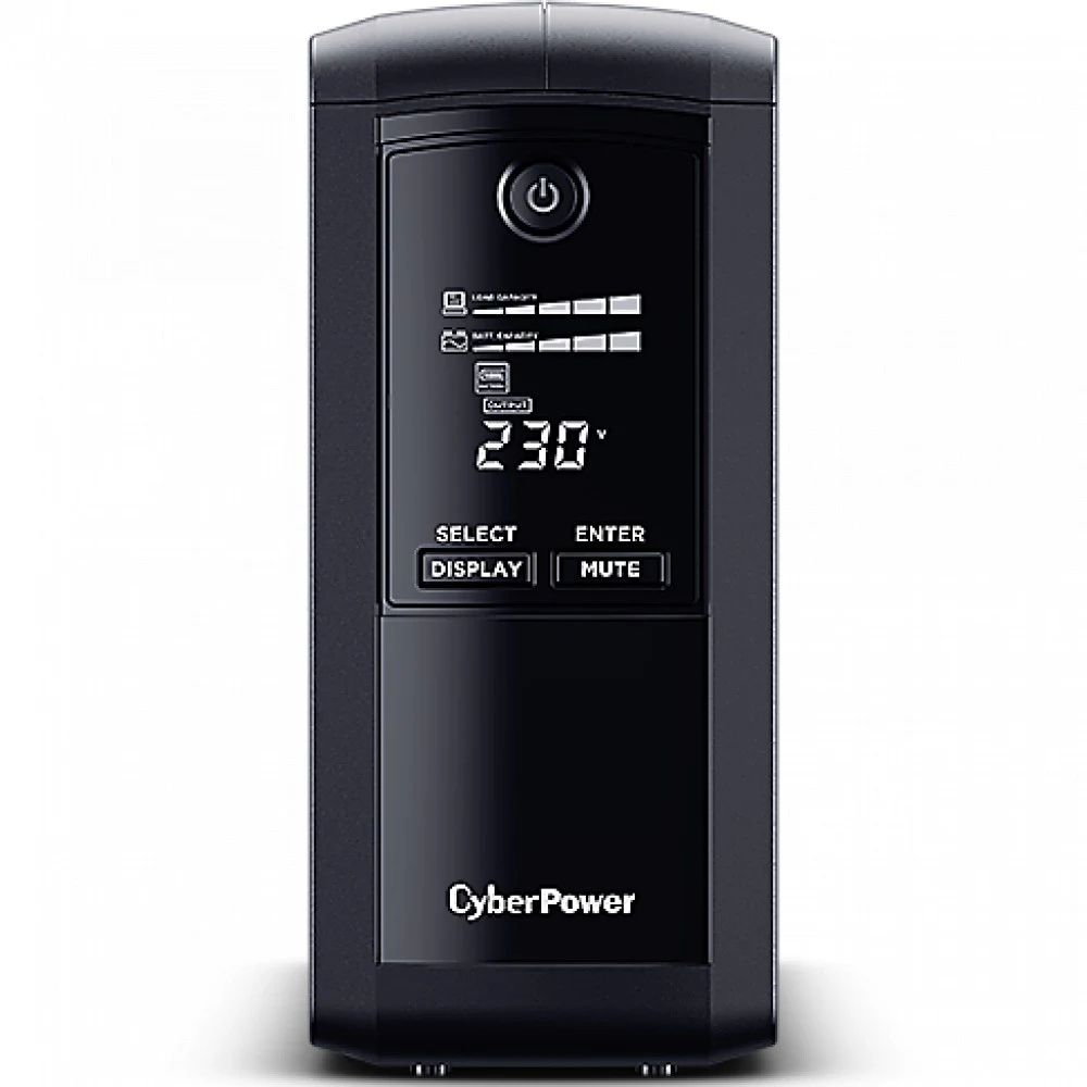Источник бесперебойного питания, CyberPower, VP700ELCD, Мощность 700ВА/390Вт, VP-серия, Линейно-интерактивный, Напольный, ЖК дисплей/USB/Tel.line, Бат.1 шт., Диапазон работы AVR:167-295В, Вых: 4xSch