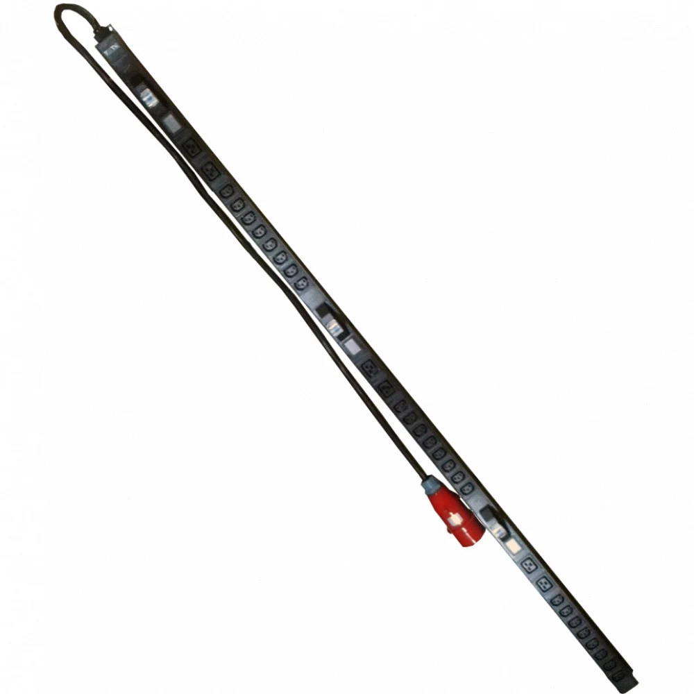 Блок распределения питания Lanmaster TWT-PDVI3-6X24-CB-32 верт.размещ. 6xC19 24xC13 с пофазным измерением энергии 32A IEC 309 2м