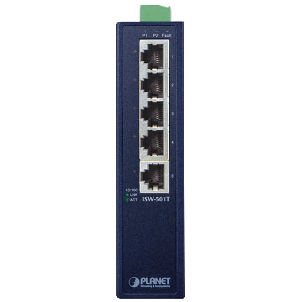 ISW-501T коммутатор для монтажа в DIN рейку/ IP30 Slim Type 5-Port Industrial Fast Ethernet Switch (-40 to 75 degree C)