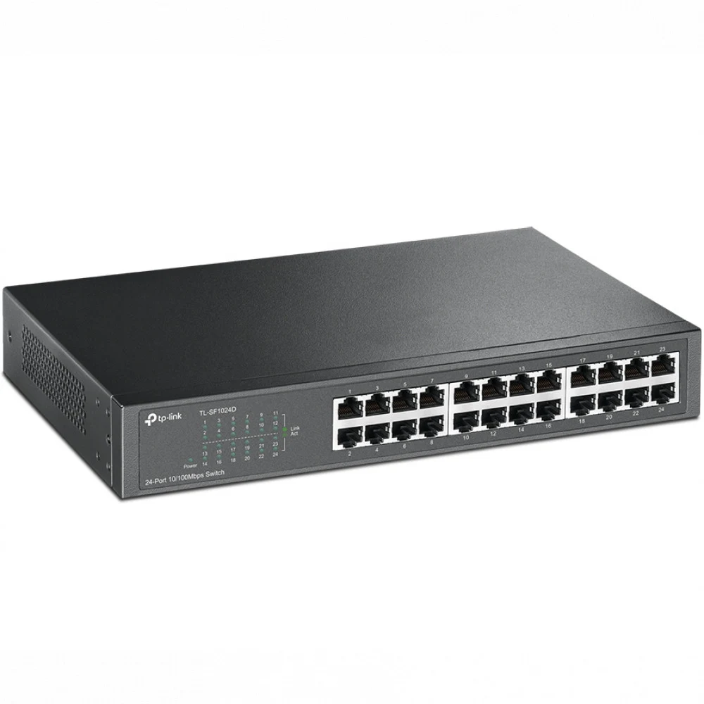 Коммутатор TP-LINK TL-SF1024D 24-портовый 10/100 Мбит/с коммутатор, 24 порта RJ45 10/100 Мбит/с, 1U 13-дюймовый монтируемый в стойку стальной корпус (021498) TL-SF1024D